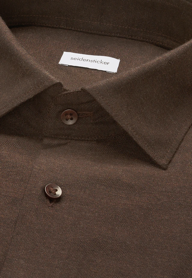 Regular Flanellhemd Uni in Braun |  Seidensticker Onlineshop