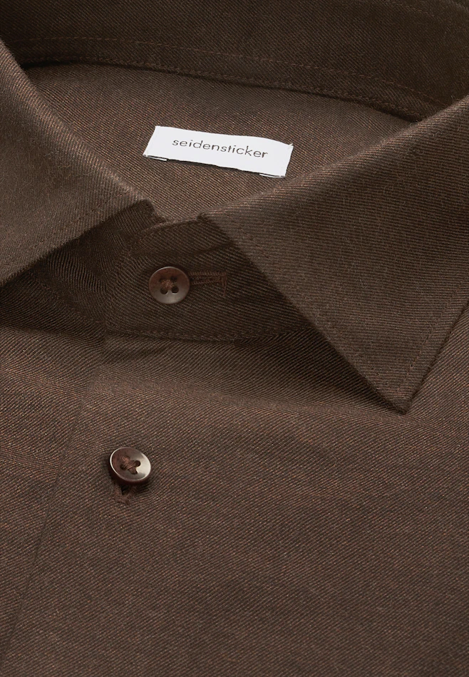 Regular Flanellhemd Uni in Braun | Seidensticker Onlineshop