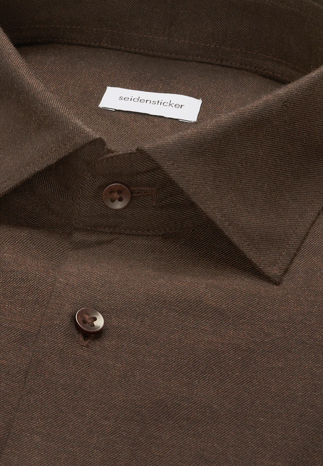 Regular Flanellhemd Uni in Braun | Seidensticker Onlineshop