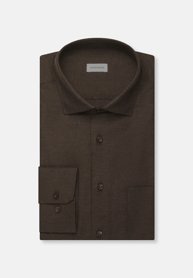 Regular Flanellhemd Uni in Braun |  Seidensticker Onlineshop