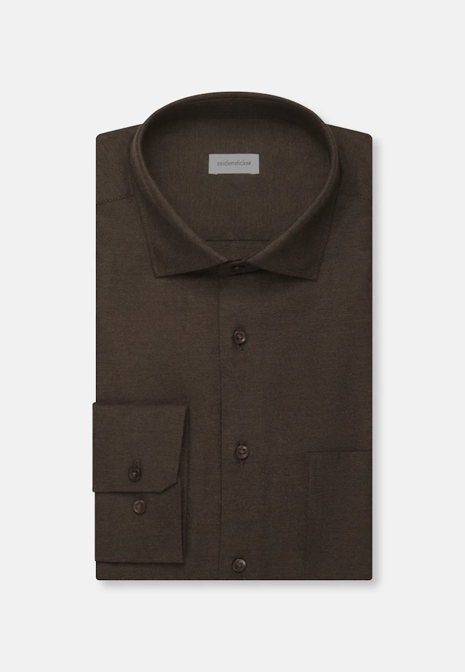Regular Flanellhemd Uni in Braun | Seidensticker Onlineshop