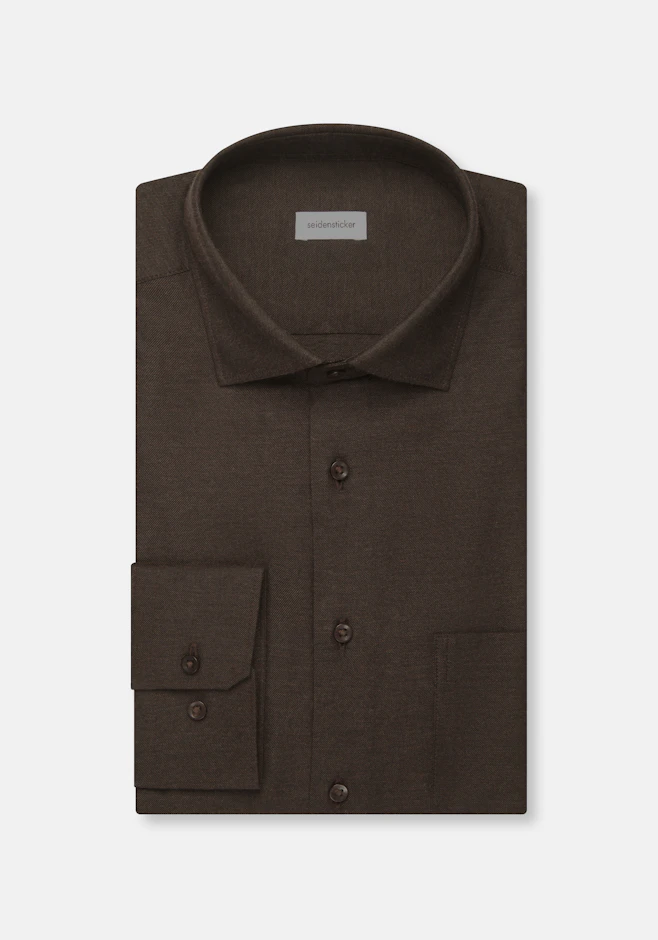 Regular Flannel shirt Uni in Braun | Seidensticker online shop