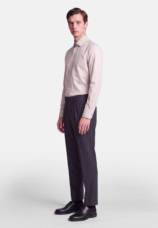 Regular Flanellhemd Uni in Beige |  Seidensticker Onlineshop