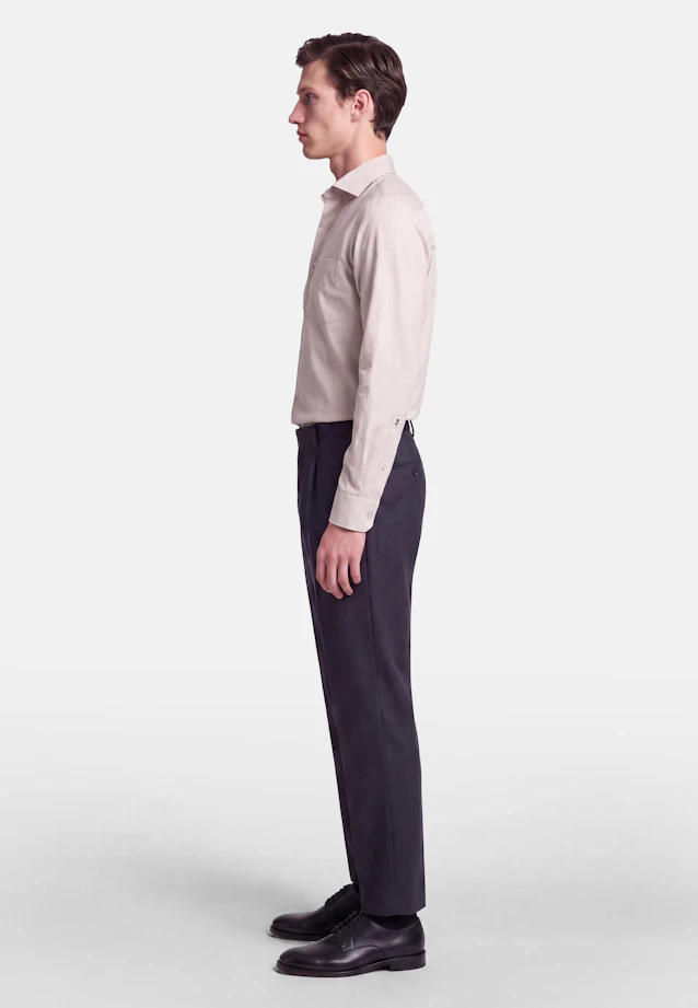 Regular Flanellhemd Uni in Beige |  Seidensticker Onlineshop
