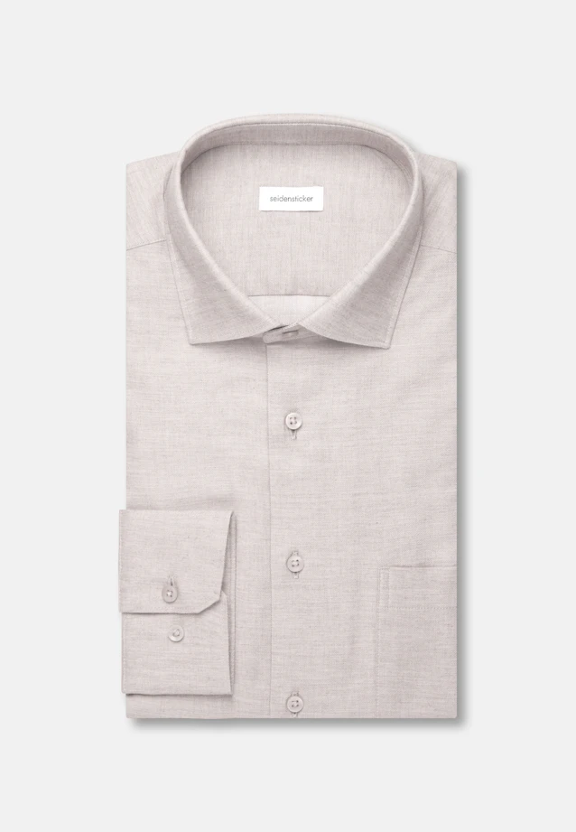 Regular Flanellhemd Uni in Beige |  Seidensticker Onlineshop