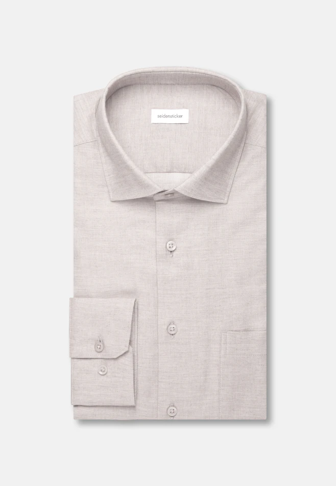 Regular Flannel shirt Uni in Beige | Seidensticker online shop
