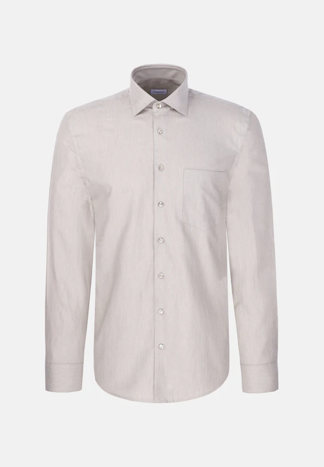 Regular Flanellhemd Uni in Beige |  Seidensticker Onlineshop