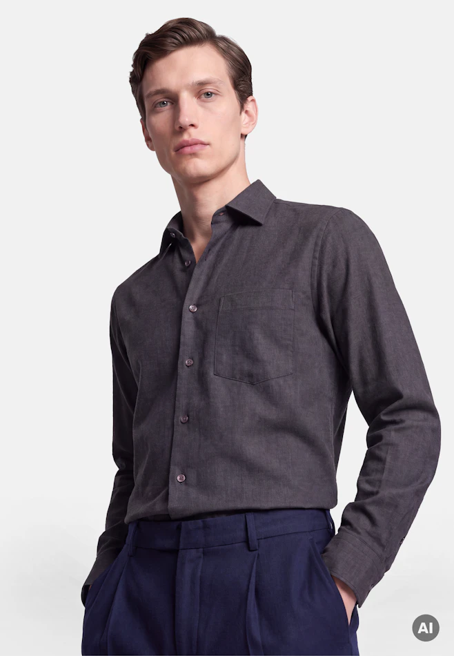Regular Flanellhemd Uni in Grau | Seidensticker Onlineshop