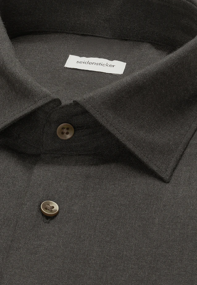 Regular Flanellhemd Uni in Grau |  Seidensticker Onlineshop