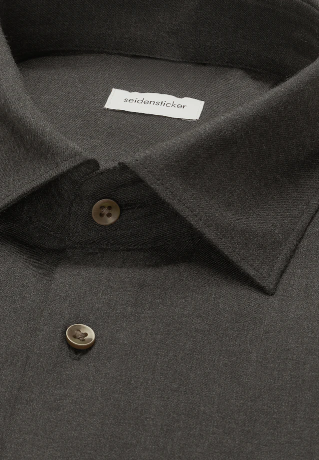 Regular Flanellhemd Uni in Grau |  Seidensticker Onlineshop