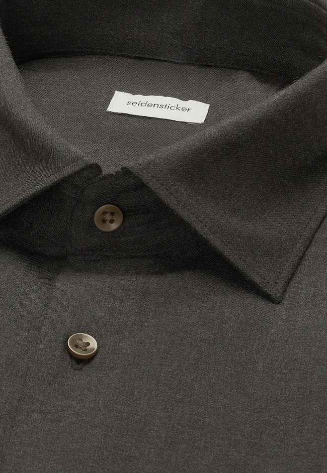 Regular Flanellhemd Uni in Grau | Seidensticker Onlineshop