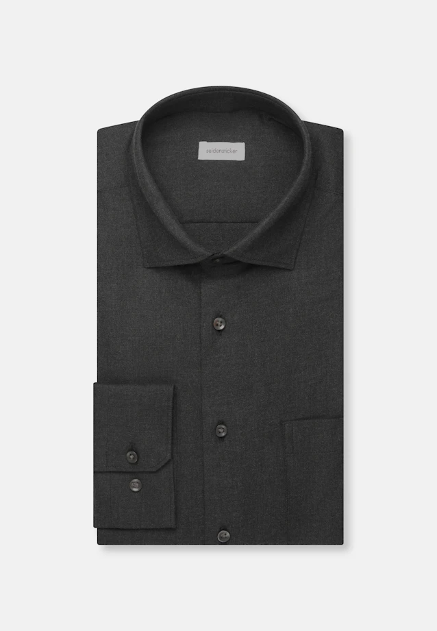 Regular Flanellhemd Uni in Grau |  Seidensticker Onlineshop