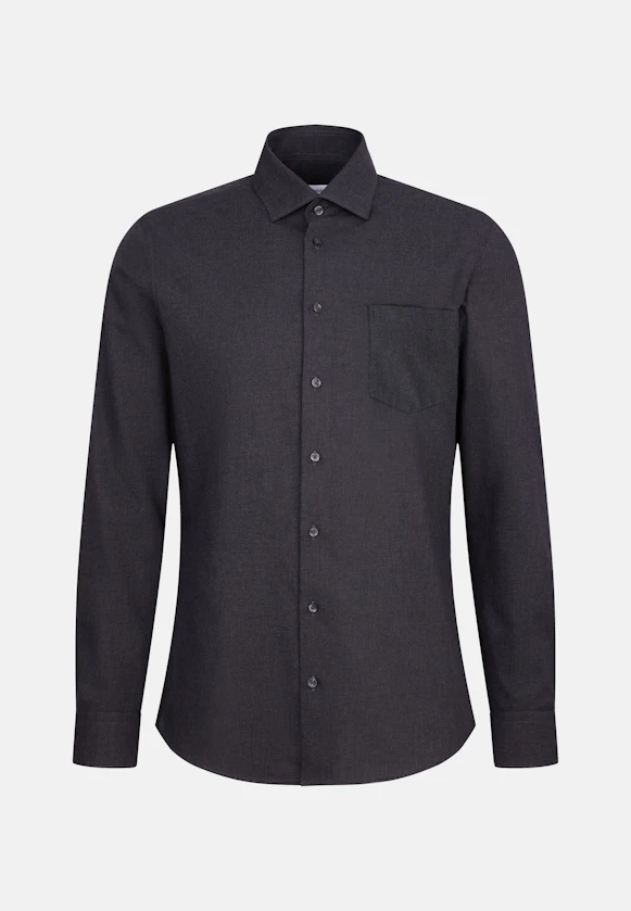 Regular Flanellhemd Uni in Grau |  Seidensticker Onlineshop