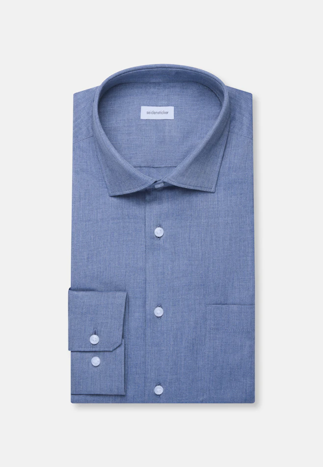 Regular Flanellhemd Uni in Mittelblau | Seidensticker Onlineshop
