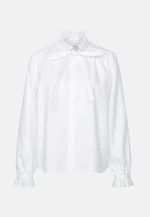 Satinierte Schluppenbluse mit Rüschendetail in Blanc |  Seidensticker Onlineshop