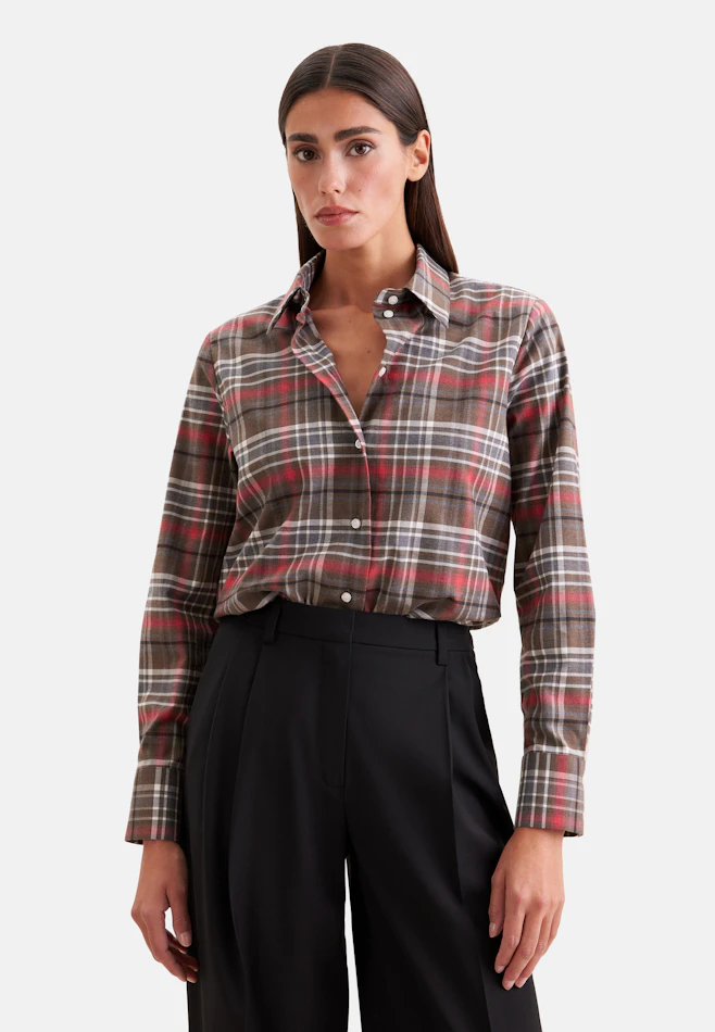 Flanell Hemdbluse mit Stretchanteil dans Marron | Boutique en ligne Seidensticker