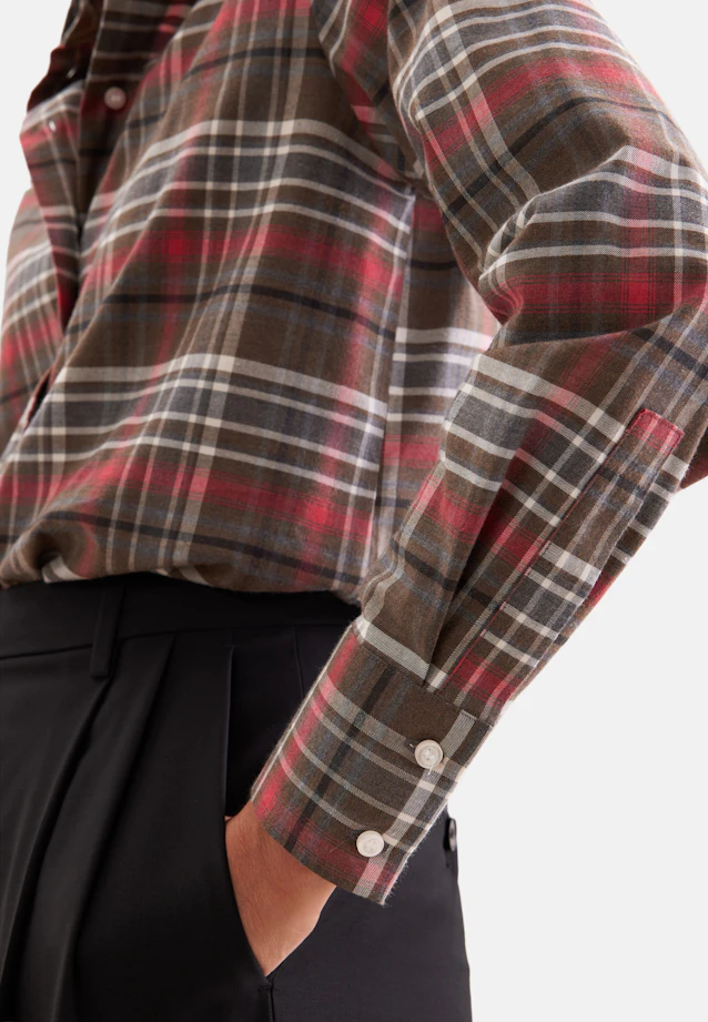 Flanell Hemdbluse mit Stretchanteil in Marron |  Seidensticker Onlineshop