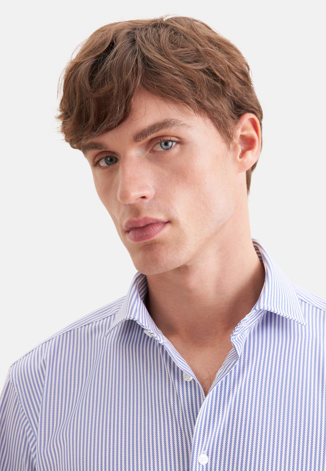 Comfort Performance shirt Print in Mittelblau |  Seidensticker Onlineshop