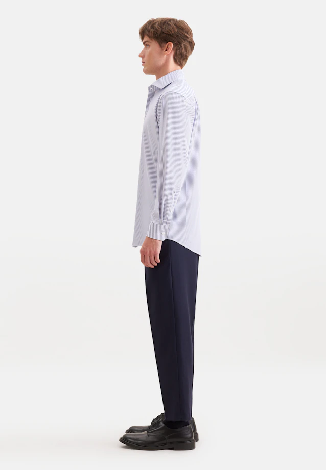 Comfort Performance-Hemd Druck in Mittelblau |  Seidensticker Onlineshop