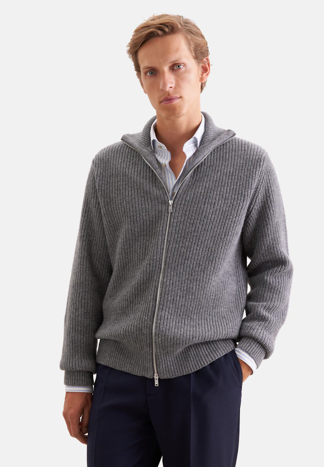 Regular Cardigan Uni dans Gris | Boutique en ligne Seidensticker