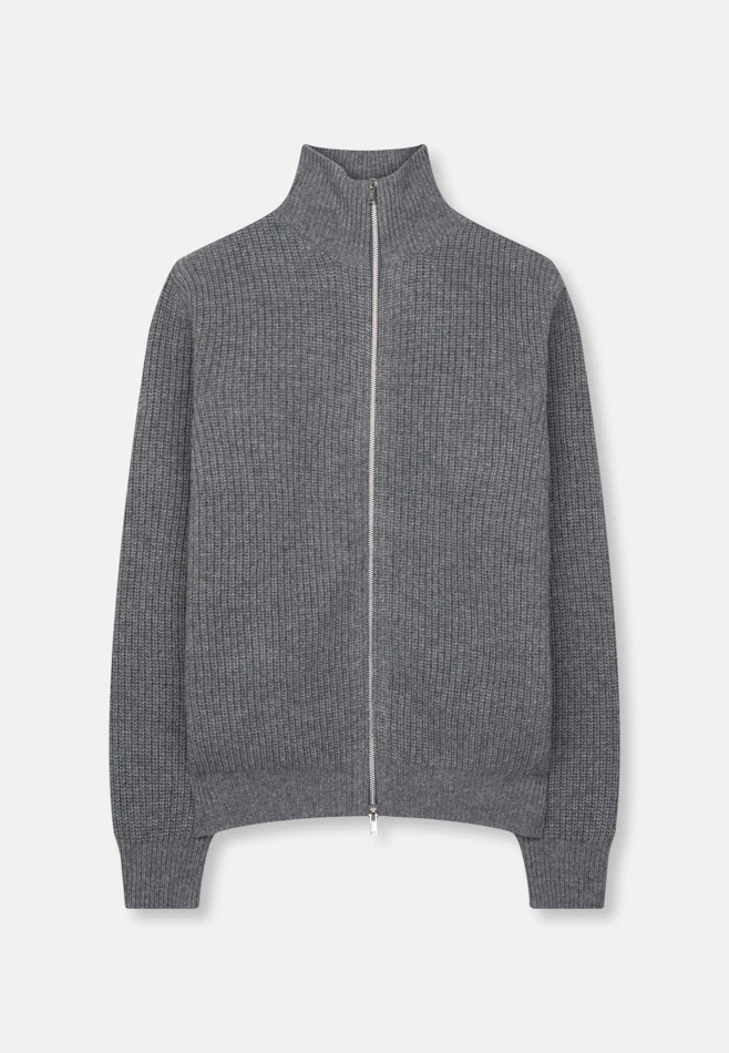 Stand Up Collar Cardigan Uni in Grey | Seidensticker online shop