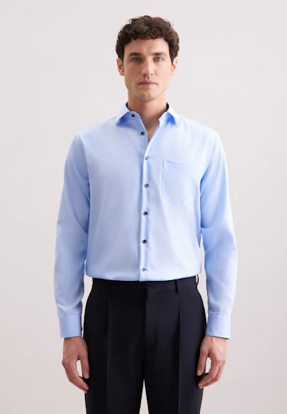 Comfort Business shirt Uni in Mittelblau |  Seidensticker Onlineshop