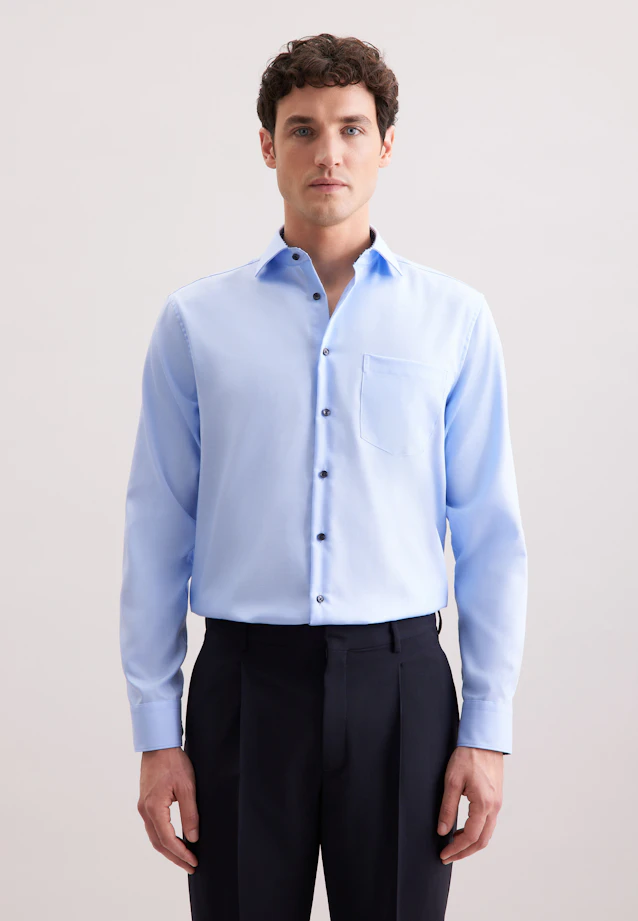 Comfort Business shirt Uni in Mittelblau |  Seidensticker Onlineshop
