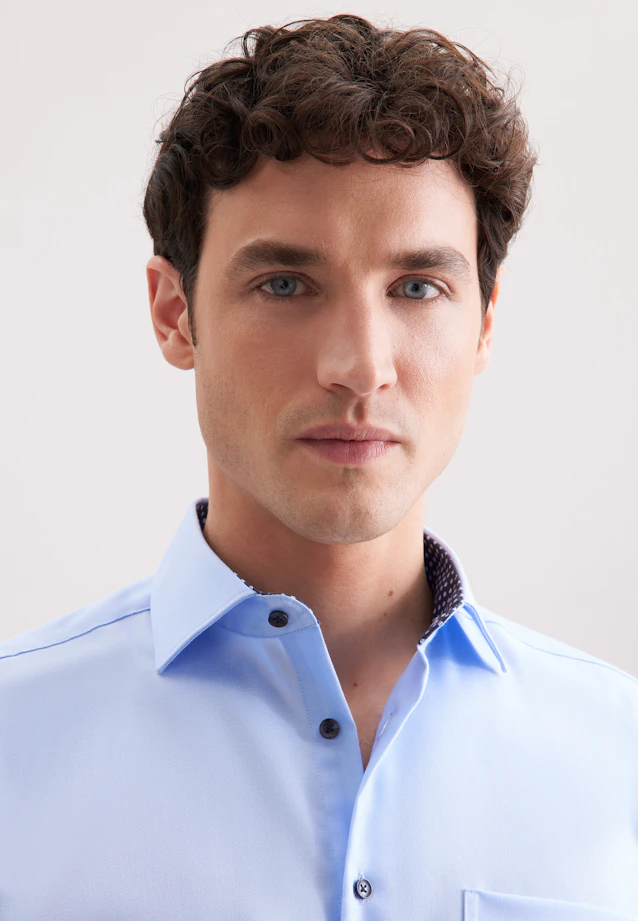 Comfort Business shirt Uni in Mittelblau |  Seidensticker Onlineshop
