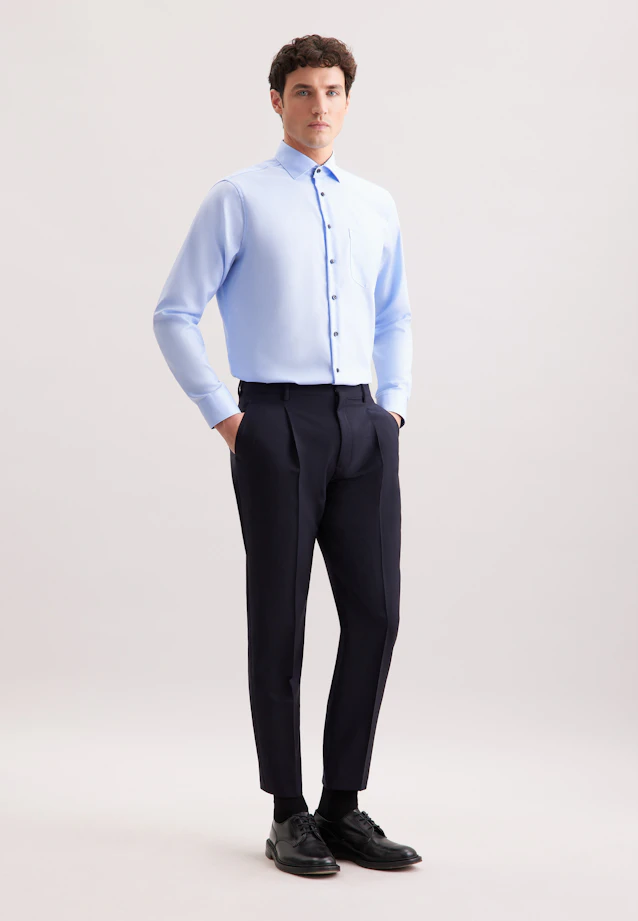 Comfort Business shirt Uni in Mittelblau |  Seidensticker Onlineshop
