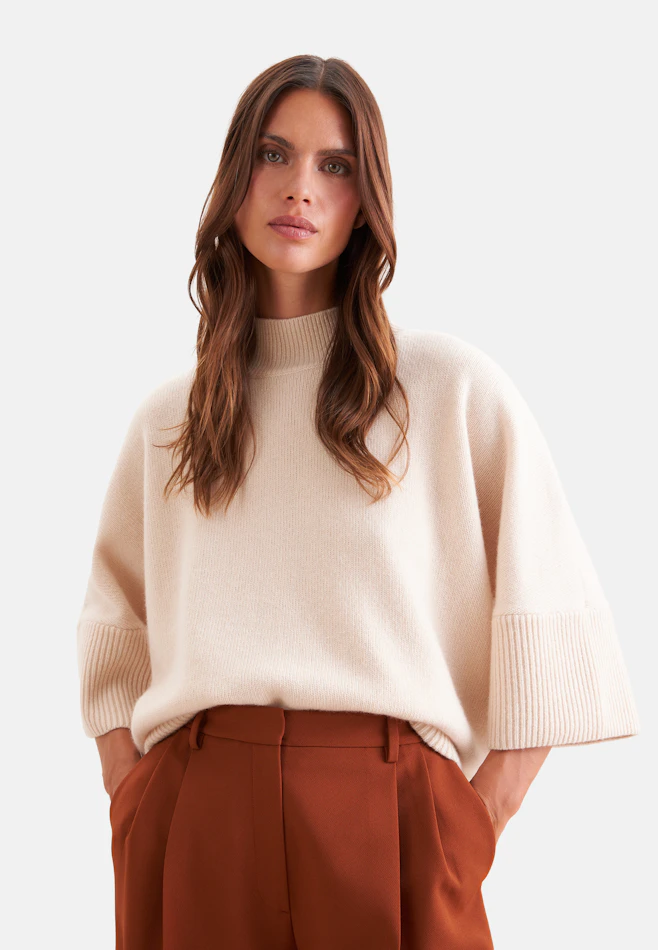 Boxy Rollkragenpullover aus Wolle und Kaschmir in Beige | Seidensticker Onlineshop