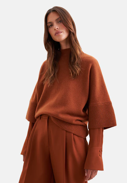 Boxy wool and cashmere turtleneck sweater in Braun |  Seidensticker Onlineshop