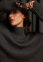 Oversize Rollkragenpullover mit Kaschmir in Grau |  Seidensticker Onlineshop