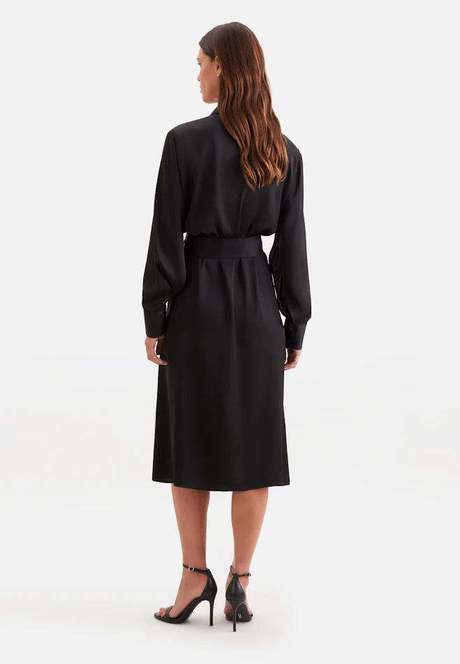 Satin shirt dress with high sleeve slits in Schwarz | Seidensticker online shop