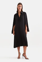 Satin shirt dress with high sleeve slits in Schwarz |  Seidensticker Onlineshop