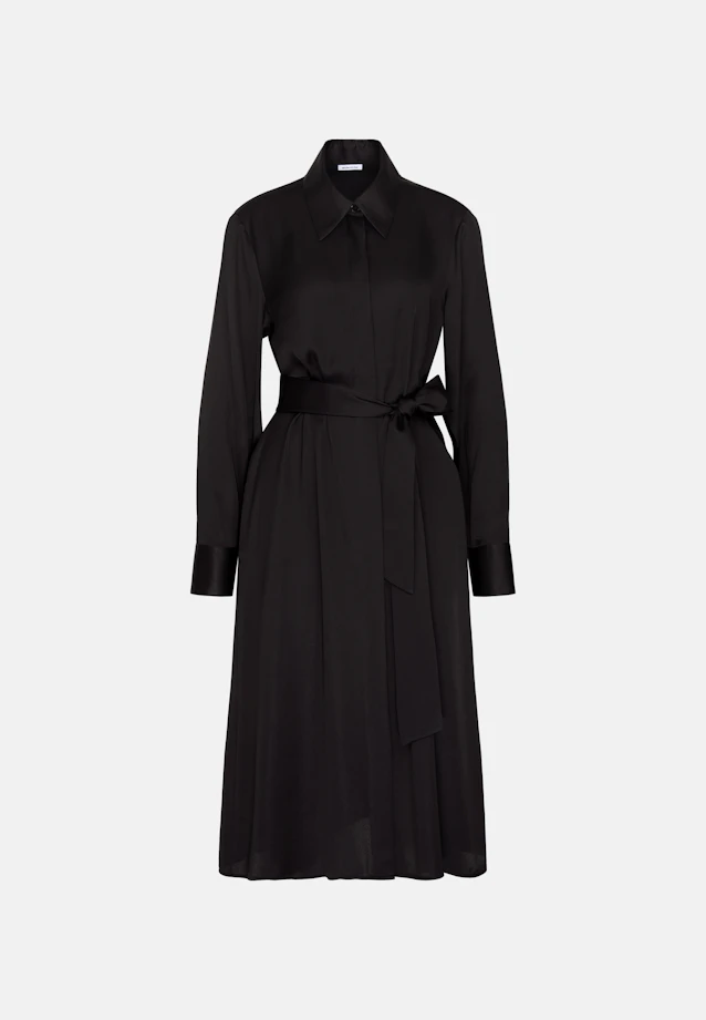 Satin shirt dress with high sleeve slits in Schwarz |  Seidensticker Onlineshop