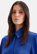 Satin shirt dress with high sleeve slits in Mittelblau |  Seidensticker Onlineshop