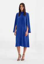 Satin shirt dress with high sleeve slits in Mittelblau |  Seidensticker Onlineshop
