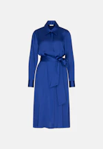 Satin shirt dress with high sleeve slits in Mittelblau |  Seidensticker Onlineshop