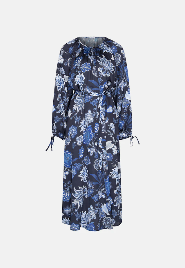 Satin raglan dress with bow details and waist belt in Schwarz |  Seidensticker Onlineshop