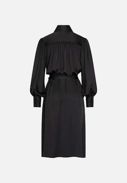 Hemdblusenkleid mit Kräuseln und Volumenärmeln in Schwarz |  Seidensticker Onlineshop
