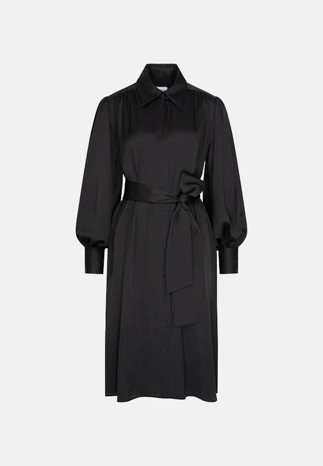 Shirt dress with ruffles and volume sleeves in Schwarz |  Seidensticker Onlineshop