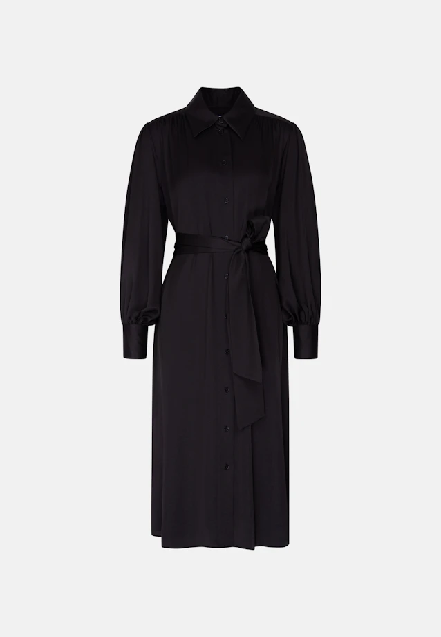 Robe-chemise avec volants et manches volumineuses in Noir |  Seidensticker Onlineshop