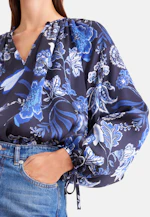Satinierte Raglanbluse mit Schleifendetails in Schwarz |  Seidensticker Onlineshop