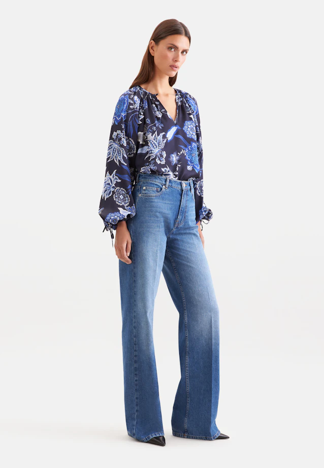 Satin raglan blouse with bow details in Schwarz |  Seidensticker Onlineshop