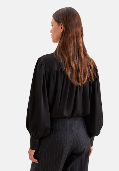 Chemise blouse froncée à manches volumineuses in Noir |  Seidensticker Onlineshop