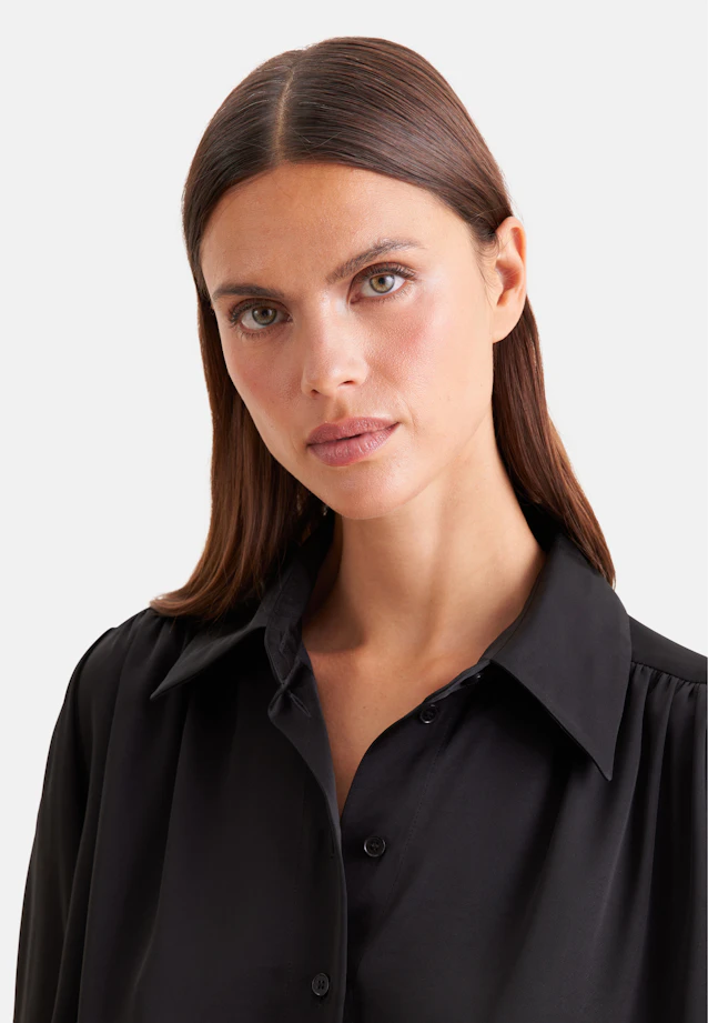 Shirt Blouse with Gathering and Volume Sleeves in Schwarz |  Seidensticker Onlineshop