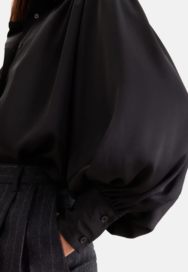 Shirt Blouse with Gathering and Volume Sleeves in Schwarz |  Seidensticker Onlineshop