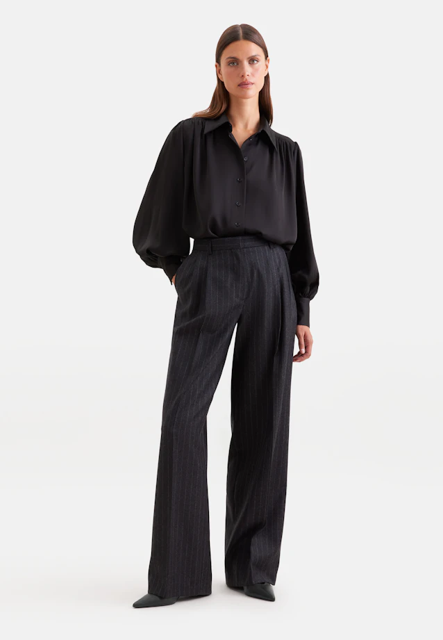 Shirt Blouse with Gathering and Volume Sleeves in Schwarz |  Seidensticker Onlineshop