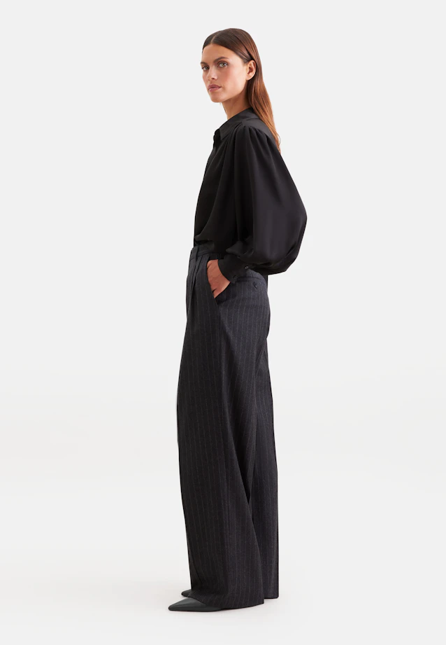 Shirt Blouse with Gathering and Volume Sleeves in Schwarz |  Seidensticker Onlineshop