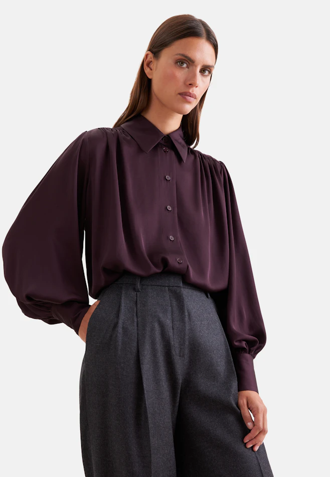 Hemdbluse mit Kräuseln und Volumenärmeln in Rot | Seidensticker Onlineshop